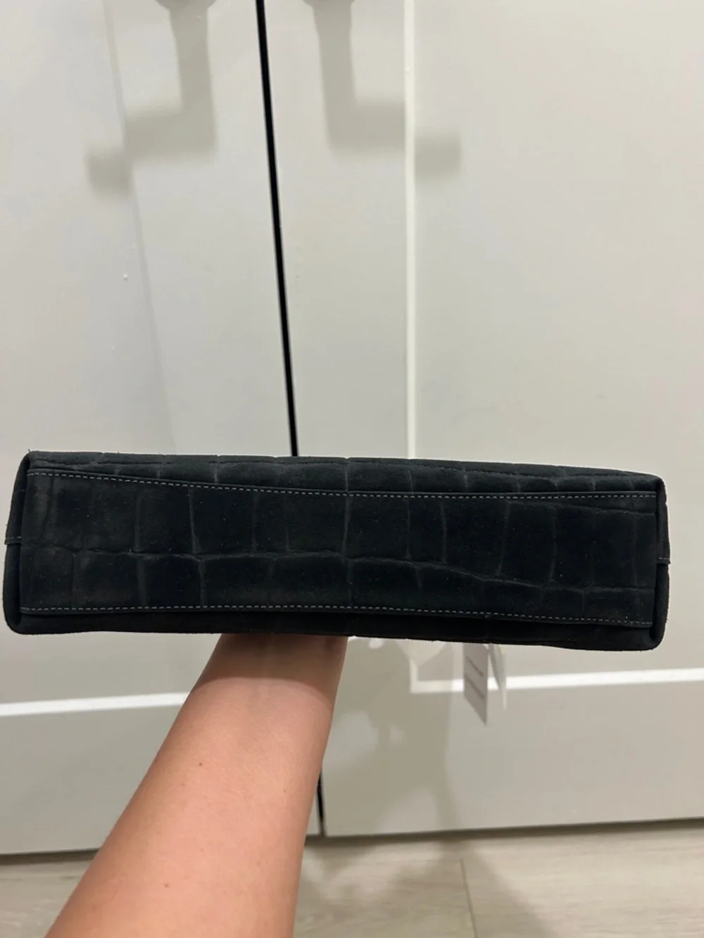 Coach (NWT) Brooklyn Shoulder Bag 28 in Black Suede Croc-Embossed - Picture 8 of 15